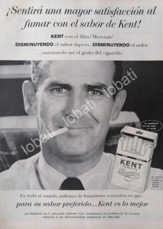 CARTEL ANTIGUO ORIGINAL DE CIGARROS KENT 1960s /20