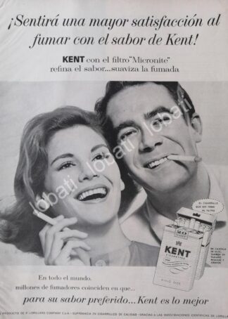 CARTEL ANTIGUO ORIGINAL DE CIGARROS KENT 1960s /19