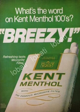 CARTEL ANTIGUO ORIGINAL DE CIGARROS KENT MENTHOL 1970 /13