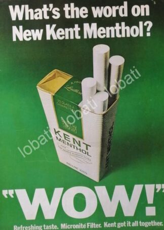 CARTEL ANTIGUO ORIGINAL DE CIGARROS KENT MENTHOL 1970 /12