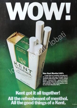 CARTEL ANTIGUO ORIGINAL DE CIGARROS KENT MENTHOL 1970 /11