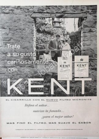 CARTEL ANTIGUO ORIGINAL DE CIGARROS KENT 1960s