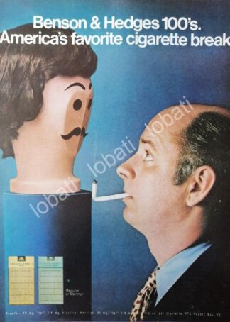 CARTEL ANTIGUO ORIGINAL DE CIGARROS BENSON & HEDGES 1970 /4