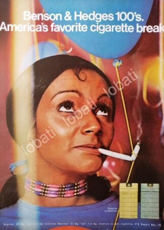 CARTEL ANTIGUO ORIGINAL DE CIGARROS BENSON & HEDGES 1970 /3