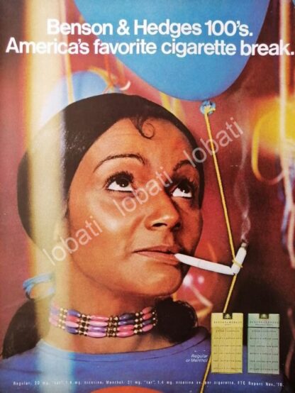 CARTEL ANTIGUO ORIGINAL DE CIGARROS BENSON & HEDGES 1970 /3