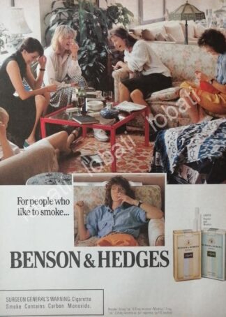 CARTEL ANTIGUO ORIGINAL DE CIGARROS BENSON & HEDGES 1989