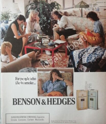 CARTEL ANTIGUO ORIGINAL DE CIGARROS BENSON & HEDGES 1989