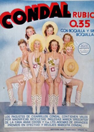 CARTEL ANTIGUO ORIGINAL DE CIGARROS CONDAL Y ARTISTAS DE PARAMOUNT PICTURES 1939 /RARO