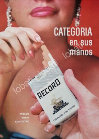 CARTEL ANTIGUO ORIGINAL DE CIGARROS RECORD 1960s / RARO