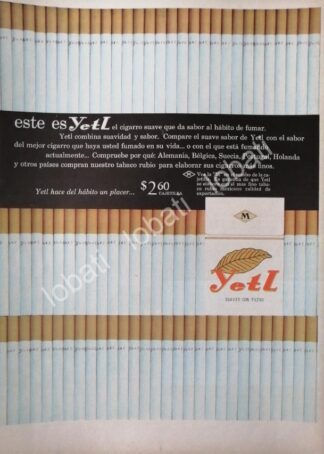 CARTEL ANTIGUO ORIGINAL DE CIGARROS YETL 1960s /2