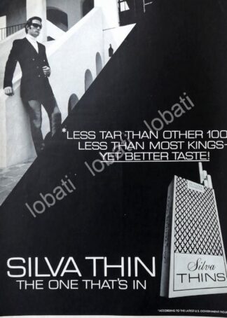 CARTEL ANTIGUO ORIGINAL DE CIGARROS SILVA THIN 100s 1970s /3
