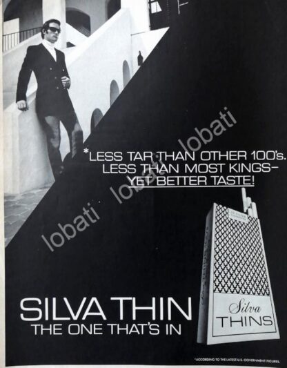 CARTEL ANTIGUO ORIGINAL DE CIGARROS SILVA THIN 100s 1970s /3