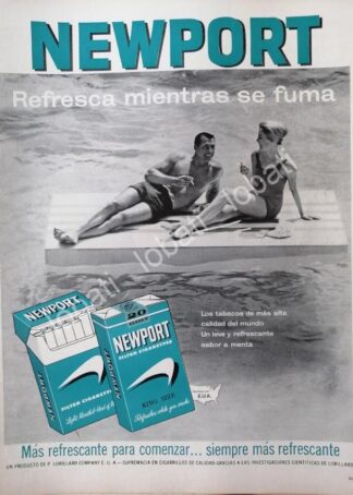 CARTEL ANTIGUO ORIGINAL DE CIGARROS NEWPORT 1960s /3