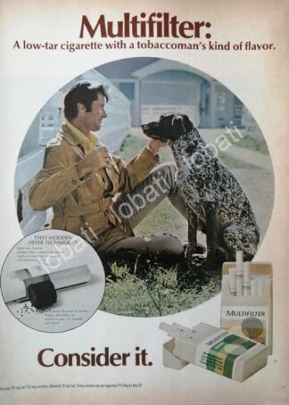 CARTEL ANTIGUO ORIGINAL DE CIGARROS MULTIFILTER 1970 /2
