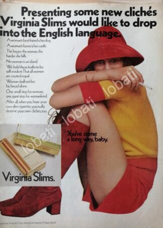 CARTEL ANTIGUO ORIGINAL DE CIGARROS VANTAGE VIRGINIA SLIMS 1970