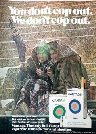 CARTEL ANTIGUO ORIGINAL DE CIGARROS VANTAGE 1970