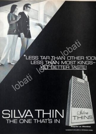 CARTEL ANTIGUO ORIGINAL DE CIGARROS SILVA THINS 1971