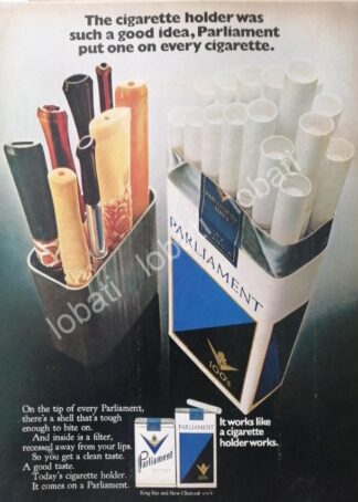 CARTEL ANTIGUO ORIGINAL DE CIGARROS PARLIAMENT 100s /3 1970