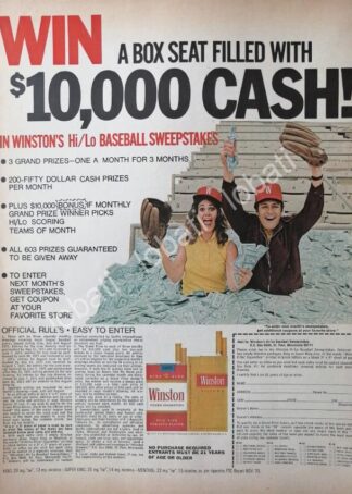 CARTEL ANTIGUO ORIGINAL DE PROMOCION CIGARROS WINSTON 1970