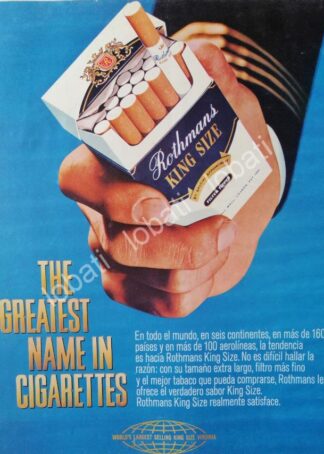 CARTEL ANTIGUO ORIGINAL DE CIGARROS ROTHMANS KING SIZE 1968