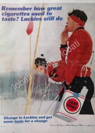 CARTEL ANTIGUO ORIGINAL DE CIGARROS LUCKY STRIKE 1950s