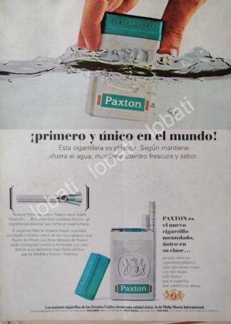 CARTEL ANTIGUO ORIGINAL DE CIGARROS PAXTON CAJA PLASTICA 1960s / RARO