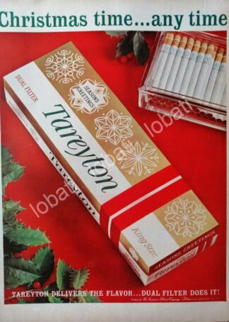 CARTEL ANTIGUO ORIGINAL DE CIGARROS TAREYTON KING SIZE 1960s