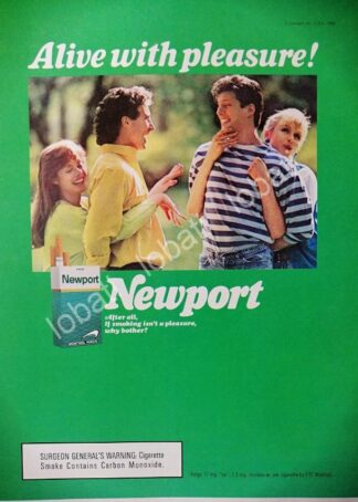CARTEL ANTIGUO ORIGINAL DE CIGARROS NEWPORT MENTHOL 199