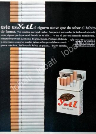 CARTEL ANTIGUO ORIGINAL DE CIGARROS YETL 1961 U.S.A
