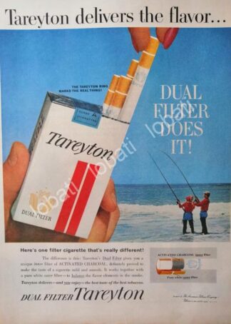 CARTEL ANTIGUO ORIGINAL DE CIGARROS TAREYTON DUAL FILTER 1960s