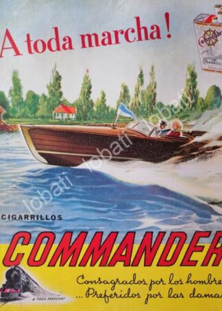CARTEL ANTIGUO ORIGINAL DE CIGARROS COMMANDER 1940s. PUBLICIDAD ARTISTICA /RARO