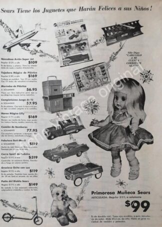 CARTEL ANTIGUO ORIGINAL DE JUGUETES DE SEARS AÑOS 60s