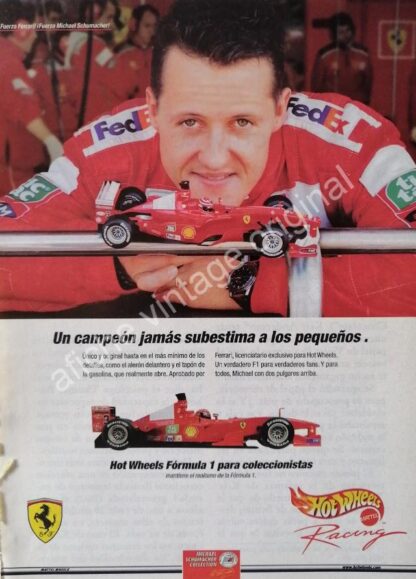 CARTEL ANTIGUO ORIGINAL DE CARRITOS HOT WHEELS CON MICHAEL SCHUMACHER Y MAS 1980s - Image 3