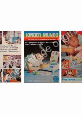 CARTEL ANTIGUO ORIGINAL DE JUGUETES CLASICOS 1980s, MI ALEGRIA, LILI LEDY, FISHER PRICE
