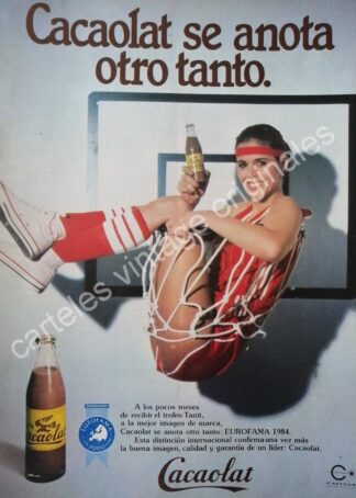 CARTEL ANTIGUO ORIGINAL DE REFRESCO CACAOLAT EUROFAMA 1984