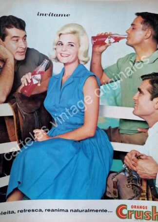 CARTEL ANTIGUO ORIGINAL DE ORANGE CRUSH 1963 CON ROGELIO GUERRA Y OTROS /FEP 5