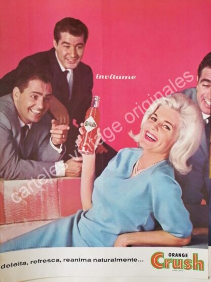 CARTEL ANTIGUO ORIGINAL DE ORANGE CRUSH 1963 CON ROGELIO GUERRA Y OTROS /FEP 4