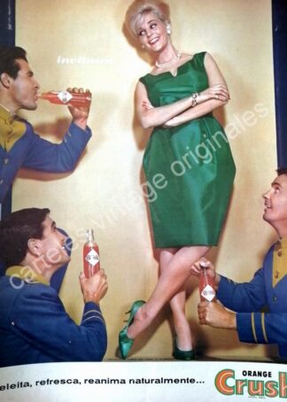 CARTEL ANTIGUO ORIGINAL DE ORANGE CRUSH 1963 CON ROGELIO GUERRA Y OTROS /FEP 3