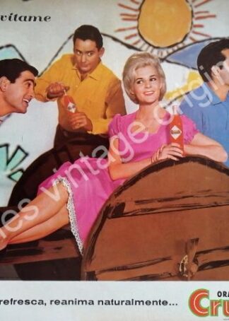 CARTEL ANTIGUO ORIGINAL DE ORANGE CRUSH 1963 CON ROGELIO GUERRA Y OTROS /FEP