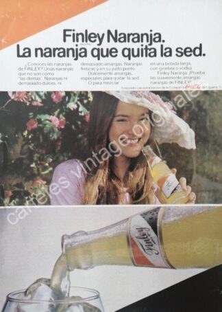 CARTEL ANTIGUO ORIGINAL DE REFRESCO FINLEY NARANJA 1980s / RARO