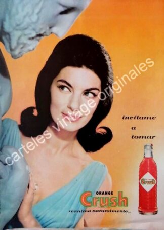 CARTEL ANTIGUO ORIGINAL DE ORANGE CRUSH 1960 INVITAME /14
