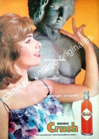 CARTEL ANTIGUO ORIGINAL DE ORANGE CRUSH 1960 INVITAME /12
