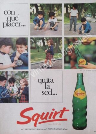 CARTEL ANTIGUO ORIGINAL DE REFRESCO SQUIRT 1967 /1