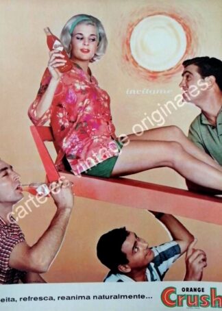 CARTEL ANTIGUO ORIGINAL DE REFRESCO ORANGE CRUSH 1963 /21 /FEP