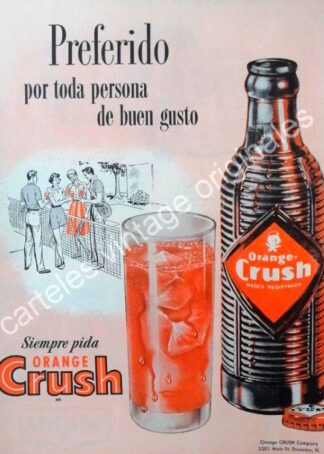 CARTEL ANTIGUO ORIGINAL DE ORANGE CRUSH 1956 INICIOS EN MEXICO /17