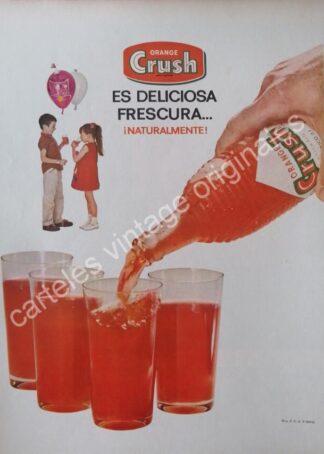 CARTEL ANTIGUO ORIGINAL DE REFRESCO ORANGE CRUSH 1965 ES DELICIOSA FRESCURA /20
