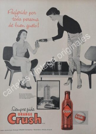 CARTEL ANTIGUO ORIGINAL DE REFRESCO ORANGE CRUSH 1957 /28