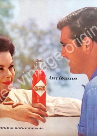 CARTEL ANTIGUO ORIGINAL DE ORANGE CRUSH 1962 INVITAME /10