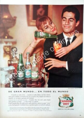CARTEL ANTIGUO ORIGINAL DE REFRESCO CANADA DRY. SPUR Y GINGER ALE 1959 /3