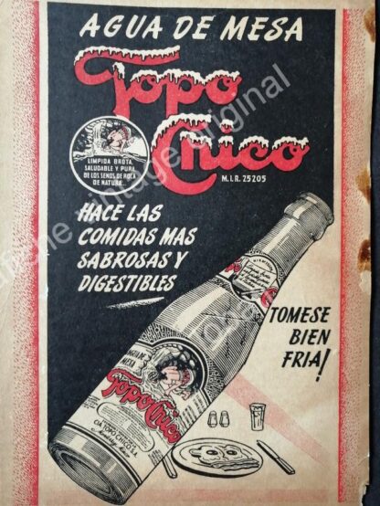 CARTEL ANTIGUO ORIGINAL DE SET DE 3 AFICHES AGUA MINERAL TOPO CHICO 40s & 50s /3 - Image 4